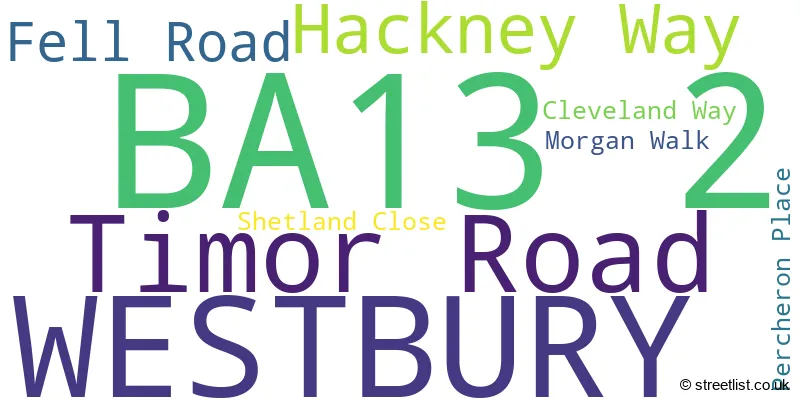 A word cloud for the BA13 2 postcode